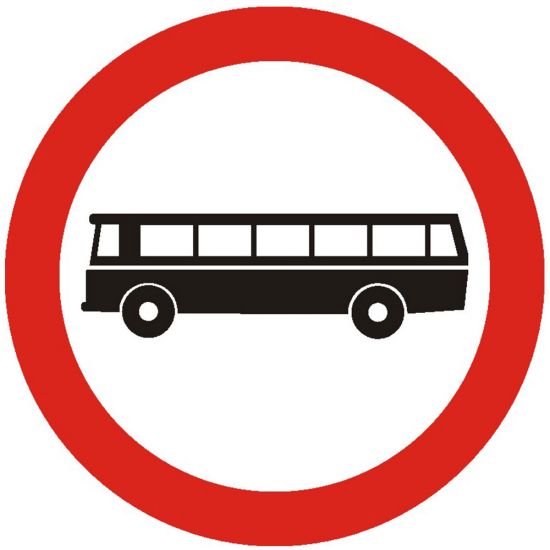 Indicator de interzicere sau restrictie C9 accesul interzis autobuzelor 600 mm folie reflectorizanta clasa 1 otel vopsit