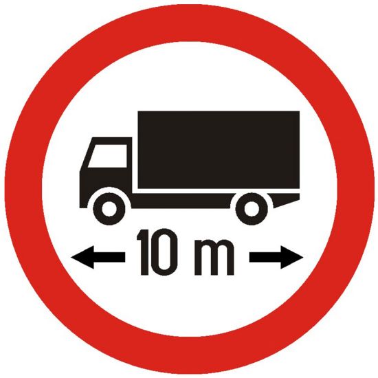 Indicator de interzicere sau restrictie C20 accesul interzis autovehiculelor sau ansamblurilor de vehicule cu lungime mai mare de 600 mm folie reflectorizanta clasa 1 otel vopsit