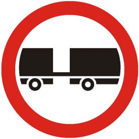 Indicator de interzicere sau restrictie C8 accesul interzis autovehiculelor cu remorca cu exceptia celor cu semiremorca sau cu remorca cu o osie 600 mm folie reflectorizanta clasa 1 otel vopsit