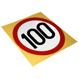 Autocolant reflectorizant cu limitare de viteza 100 km/h, diametru 130 mm