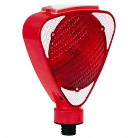 Lampa solara rosie pentru semnalizare lucrari cu lumina intermitenta si suport rotativ